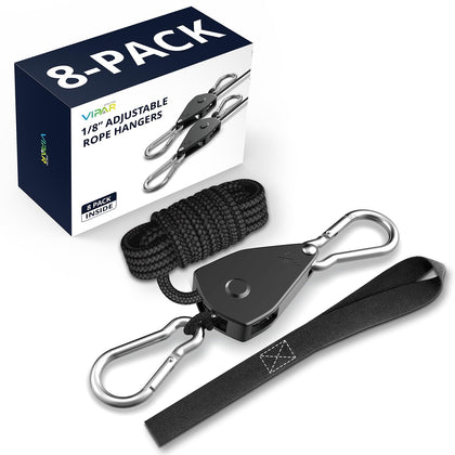 Retractable Heavy Duty Ratchet Tie Down Straps 1/8" 8 Pack, 8ft Tie-Down