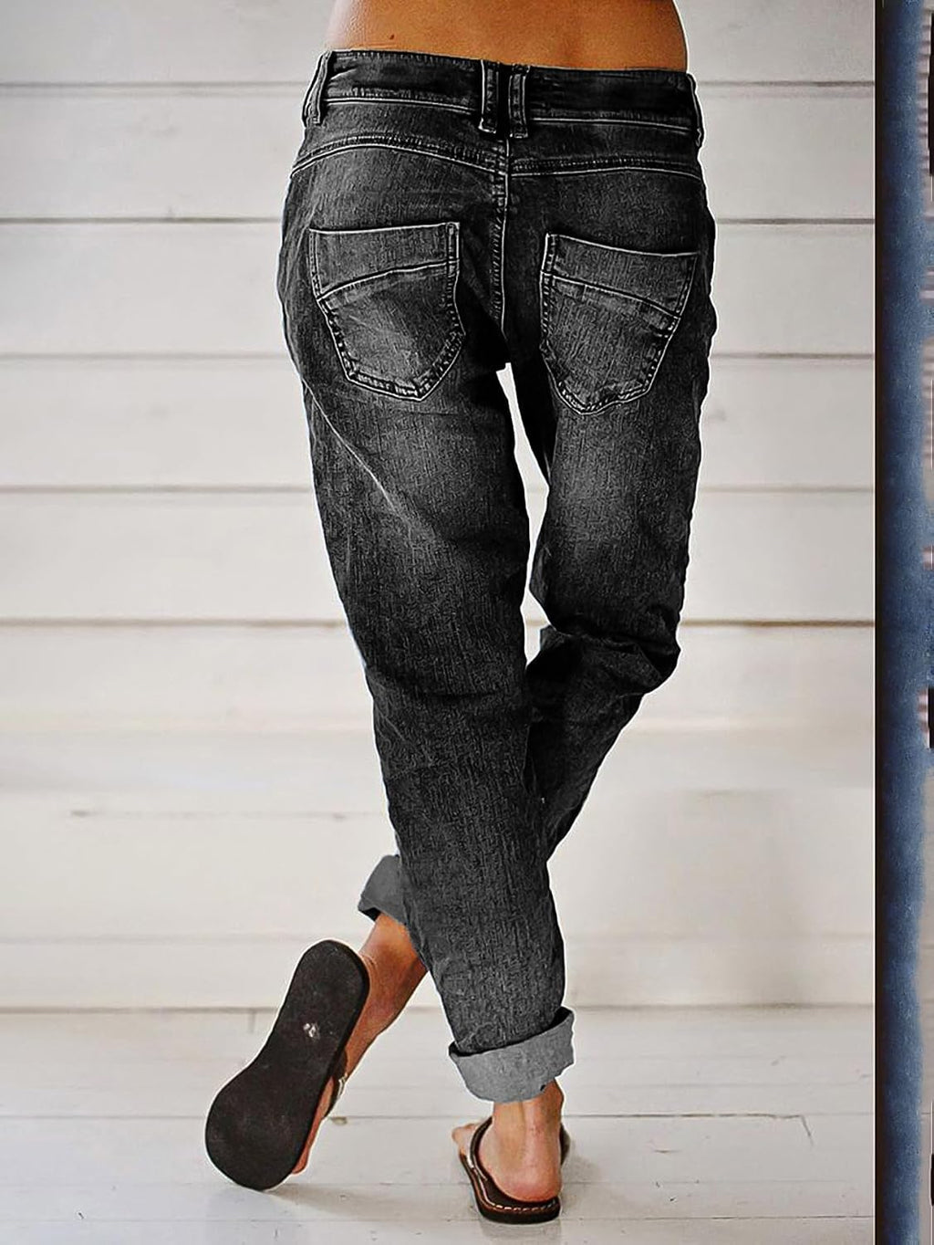 Women's Straight Leg Jeans Mid Rise Button Fly Jeans