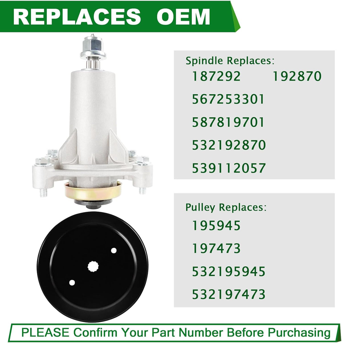 42" 46" 48" 54" Inch Deck Spindle Assembly Fit for Husqvarna YTH22V46 YTH24V48 YTA22V46 Craftsman YS4500 Lawn Mower