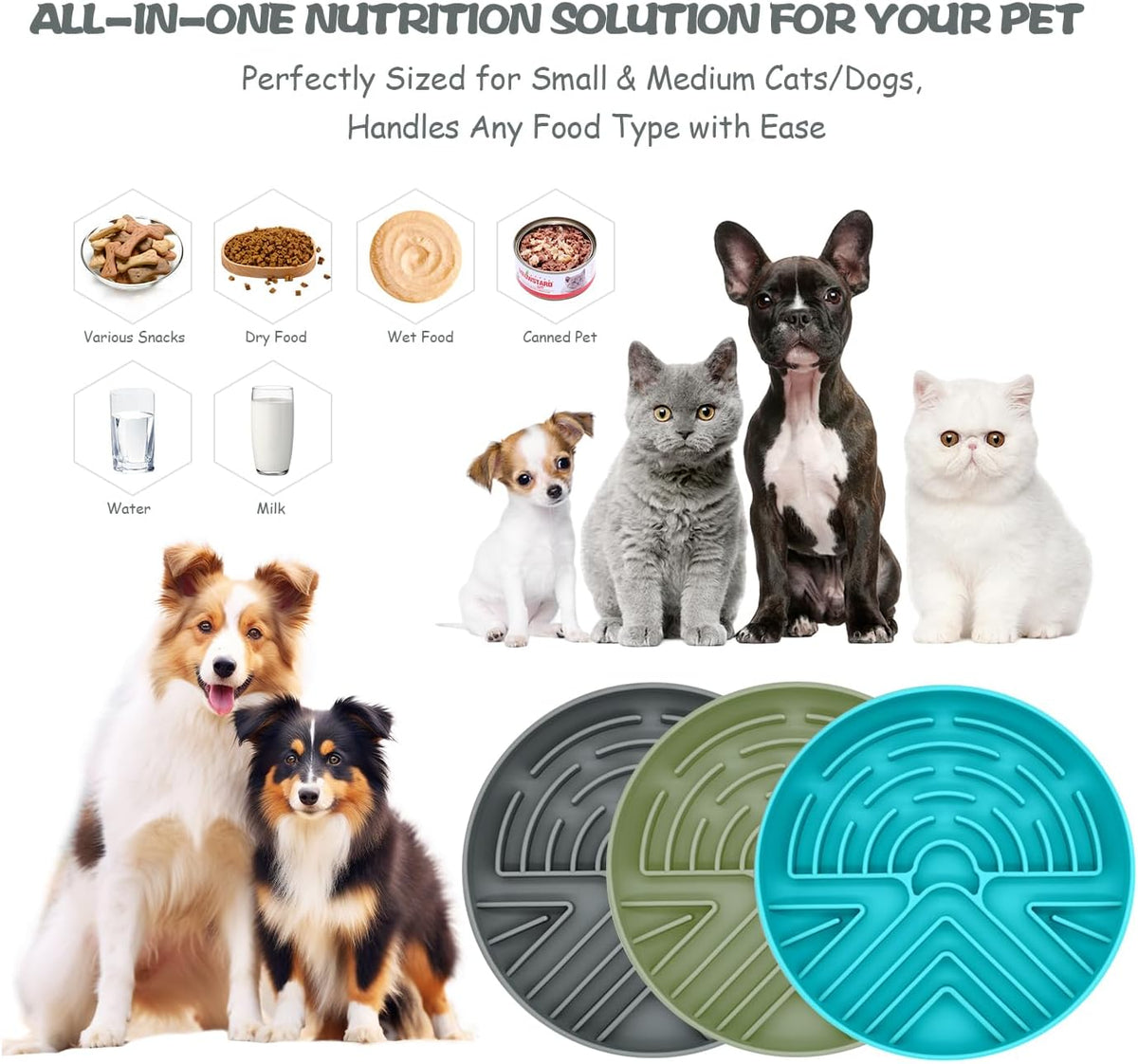 Slow Feeder Dog Bowl for Large & Small Pets, Anti Choking Puzzle Dog Food Bowl with Non-Slip Base, Interactive Pet