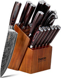 Seido Master 17-Piece Damascus Knife Block Set, Acacia Wood Block