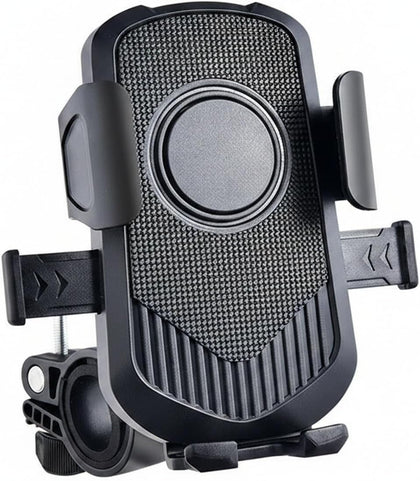 Motorcycle Phone Mount for Mirror Stem & Handlebar, Compact Cell Holder with Metal & ABS Build (1 Pack)