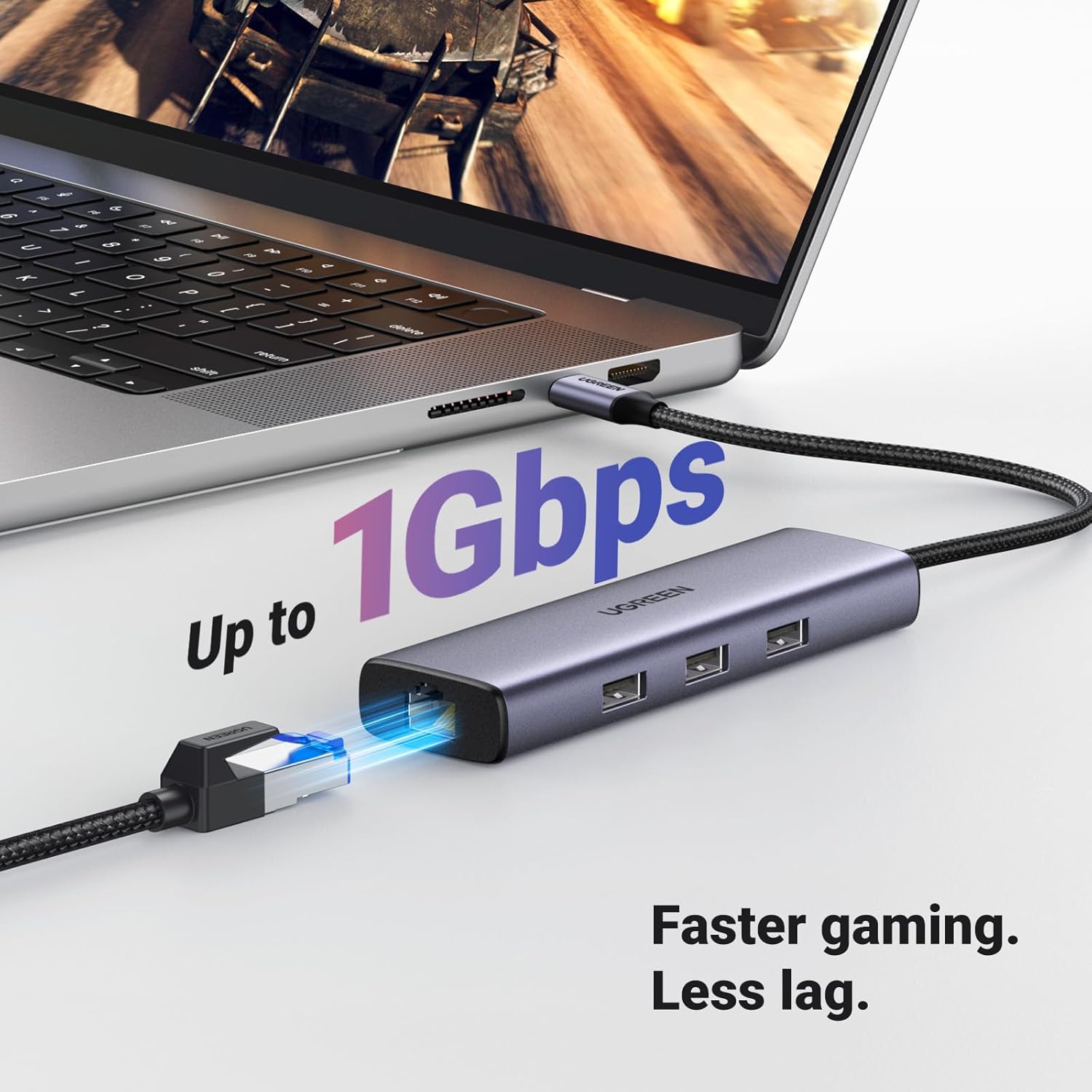 Revodok 6 in 1 USB C Hub Gigabit Ethernet Adapter with 4K HDMI, 100W PD Charging, USB A Data Ports Compatible with