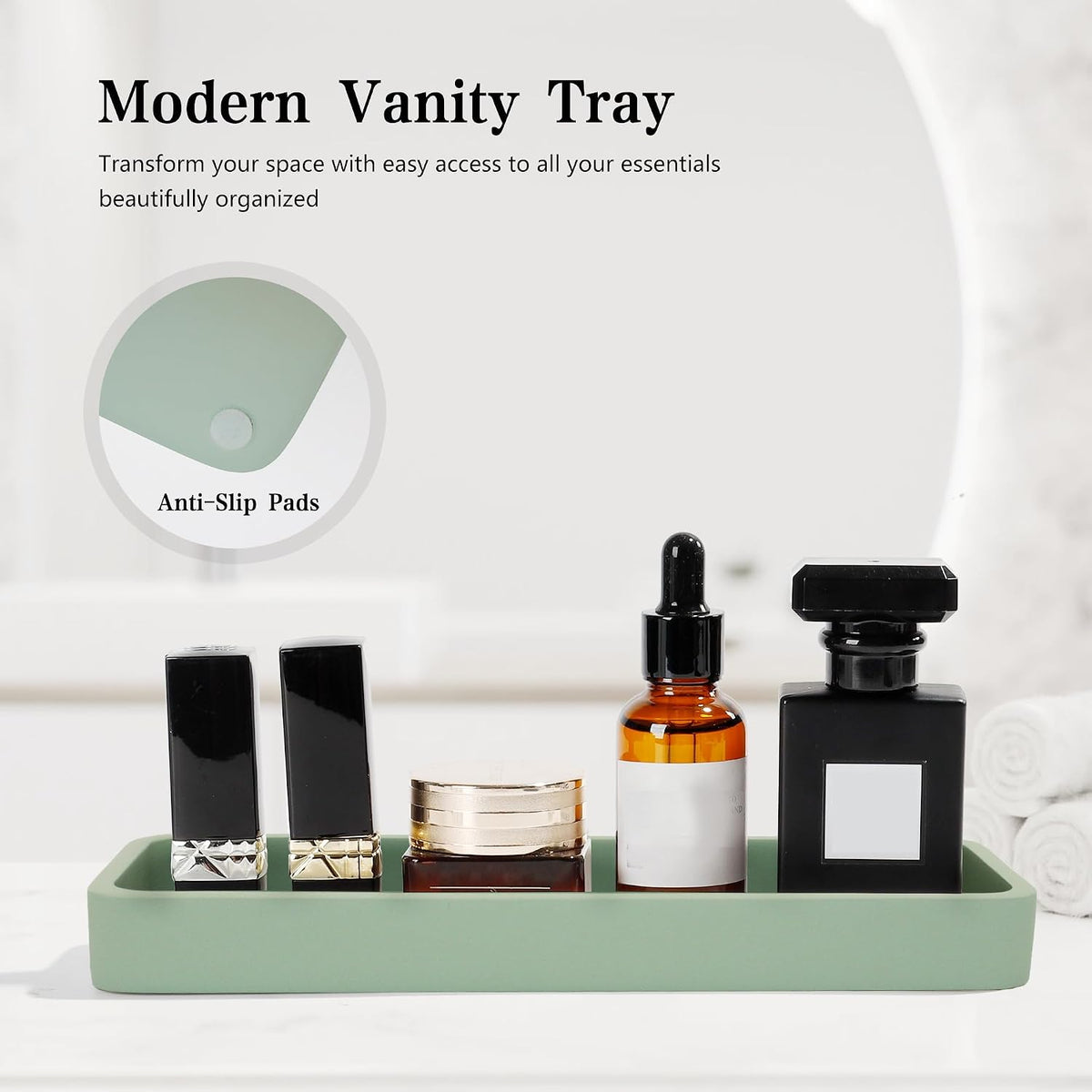 Bathroom Accessories Set, 4 Piece Toothbrush Holder Set - Green | Bathroom Accessory Set with Soap Dispenser
