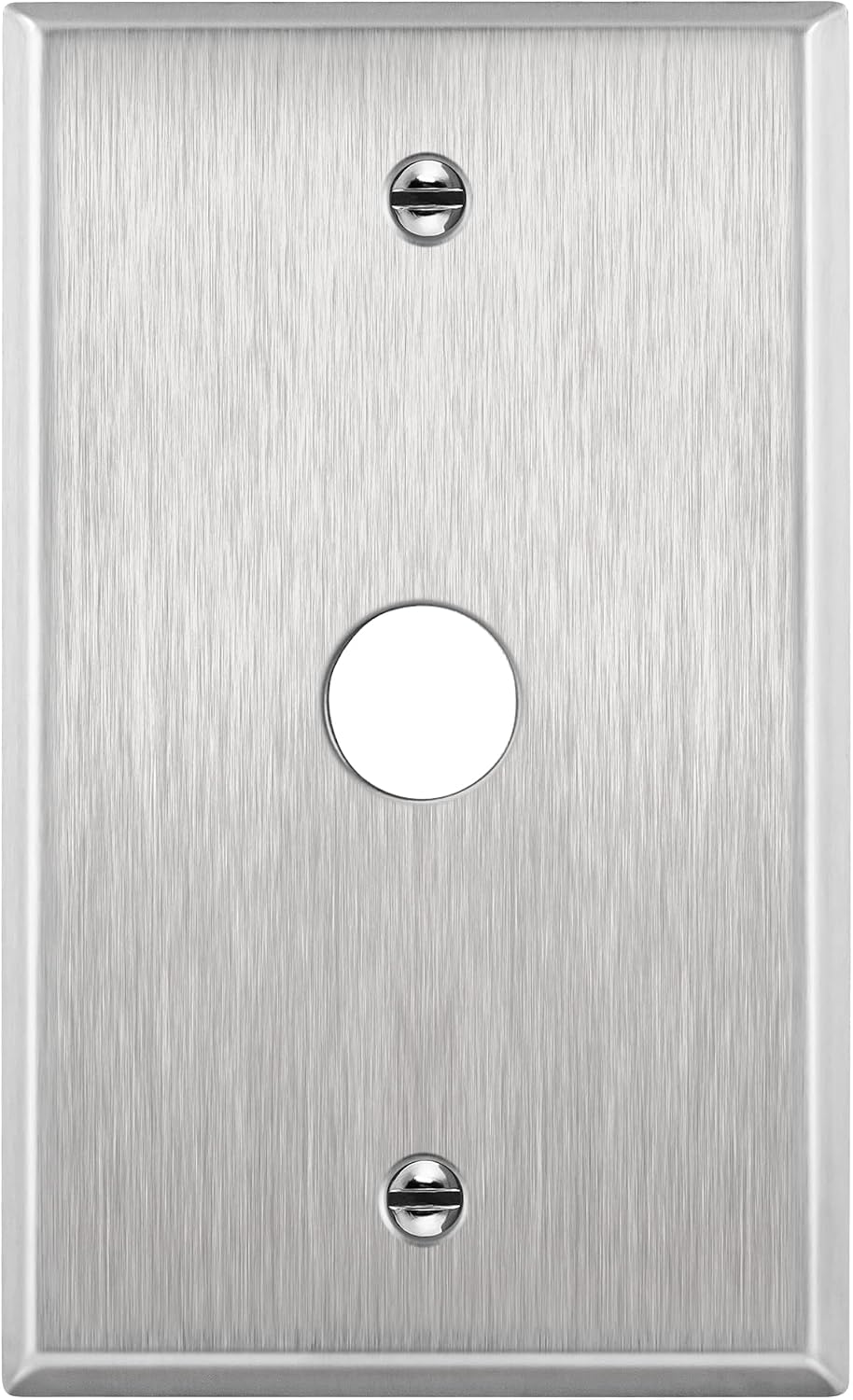 ENERLITES 0.625" Diameter Hole Metal Wall Plate, Size 4.50" x 2.76" Silver
