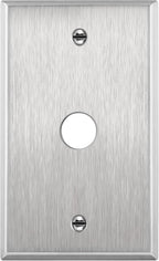 ENERLITES 0.625" Diameter Hole Metal Wall Plate, Size 4.50" x 2.76" Silver