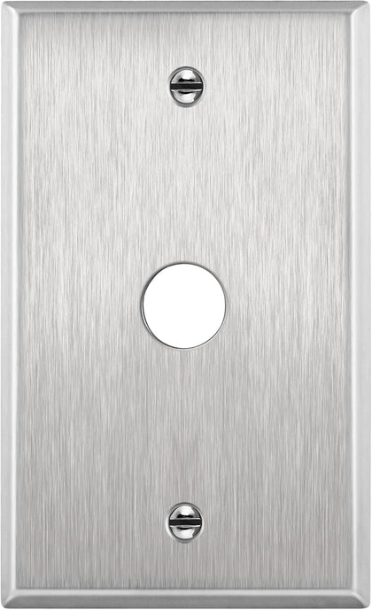 ENERLITES 0.625" Diameter Hole Metal Wall Plate, Size 4.50" x 2.76" Silver