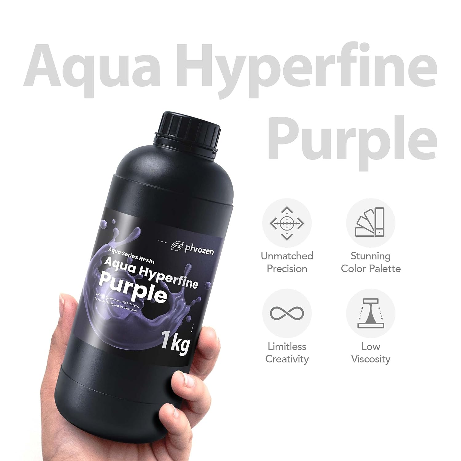 Aqua Hyperfine Photopolymer Resin for 9K, 12K or Higher Resolution 3D Printers, 405nm LCD UV-Curing 3D Printing with