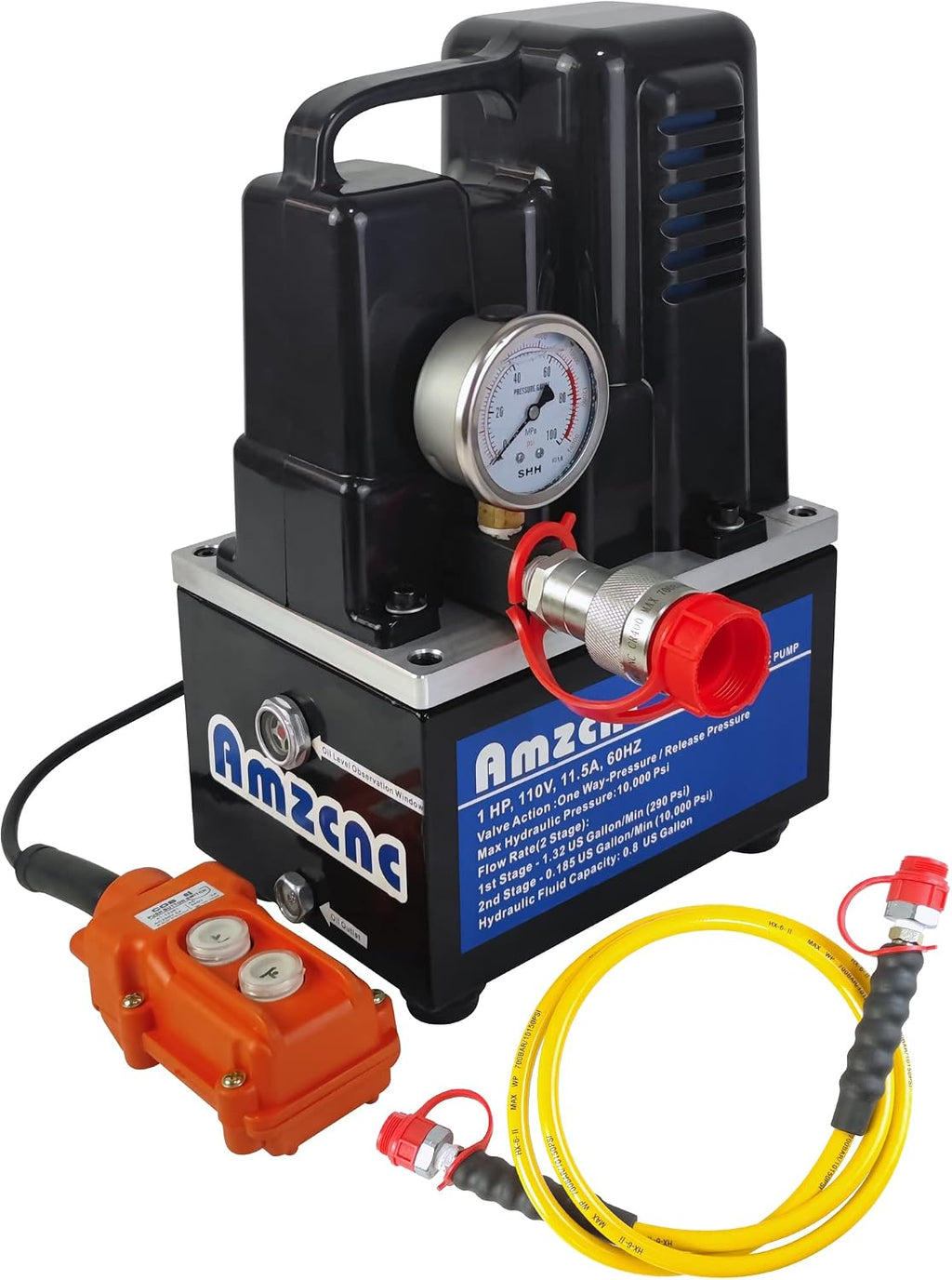 AMZCNC 110V/120V 10K PSI Electric Hydraulic Pump, Single Acting