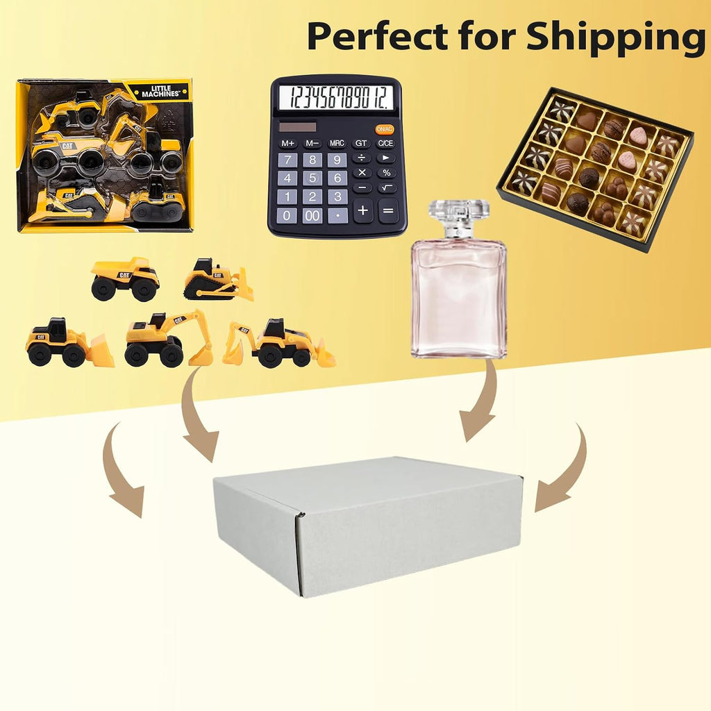Small Shipping Boxes 7x6x2, Set of 25, White Corrugated Cardboard Box Mailer (YD762-25W)
