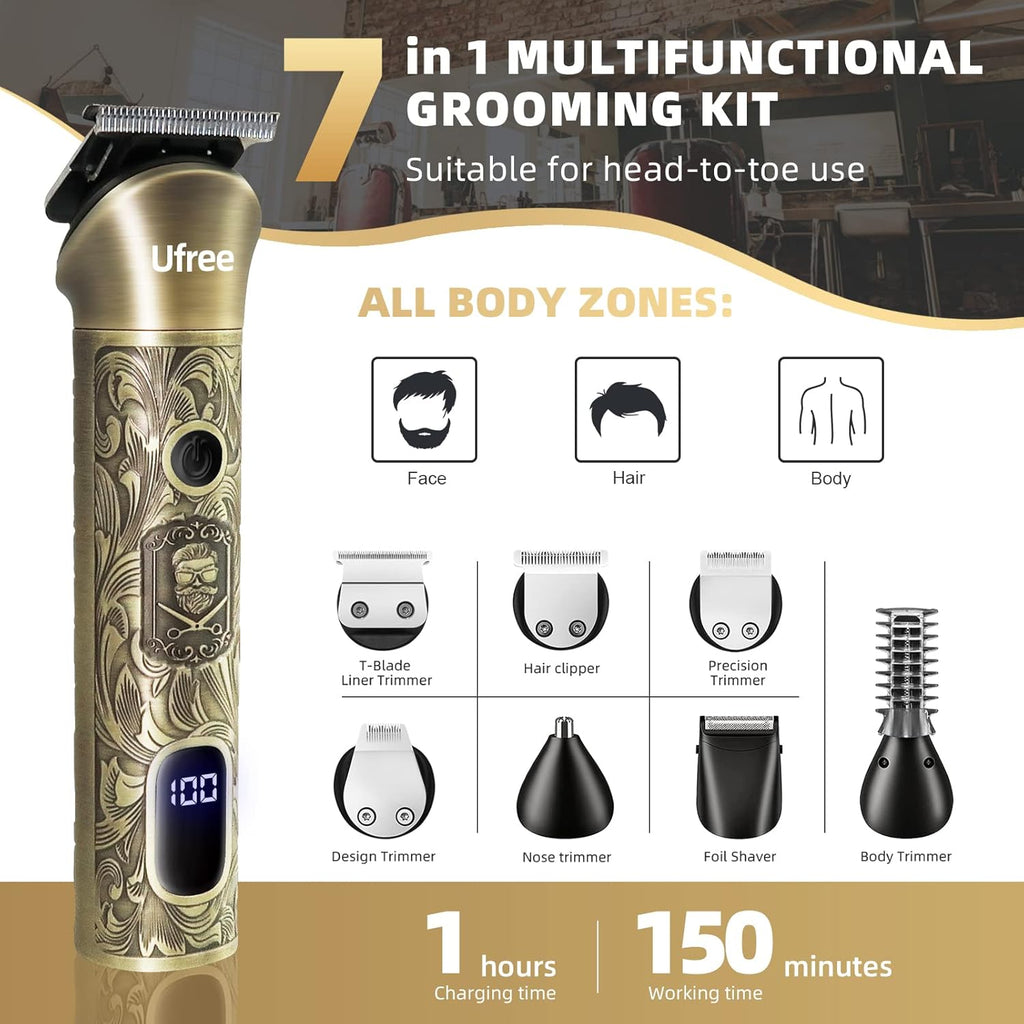 Beard Trimmer for Men, Electric Razor Shaver, Cordless Hair Clipper Shaving Kit for Mustache Body Nose Ear Hair