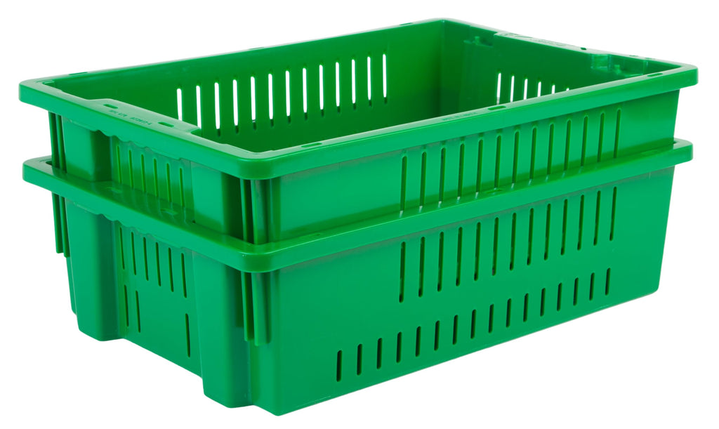 Hudson Exchange 20 x 13 x 5.6" (4 Pack, 4.5 Gallon) Agricultural Nest and Stack Vented Crate Handled Storage