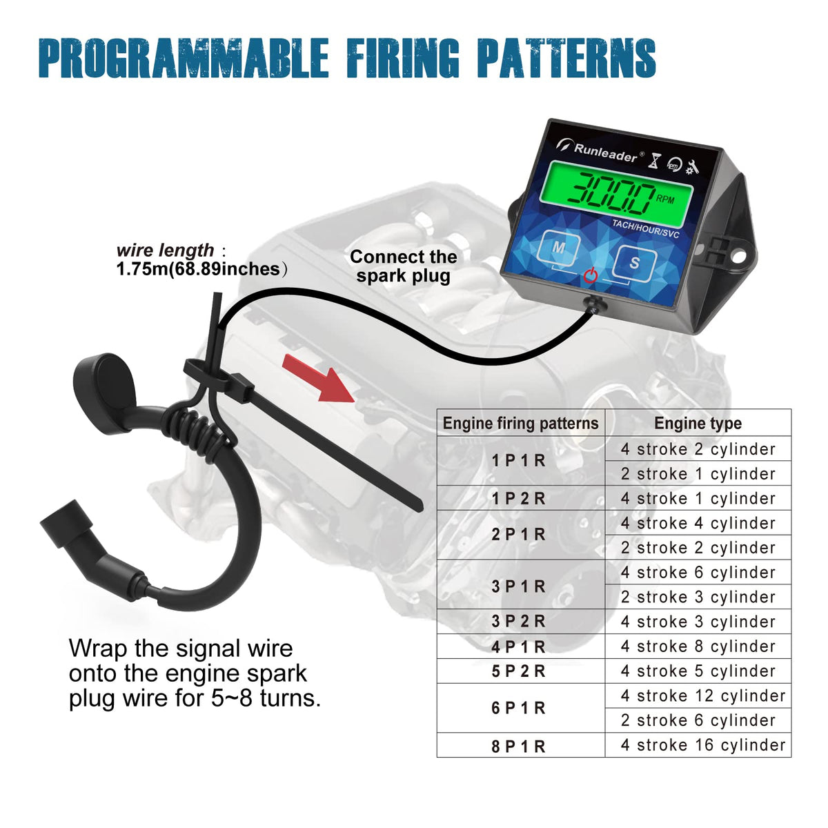 2 Pieces Runleader Backlight Hour/Tach Meter, Maintenance Reminder
