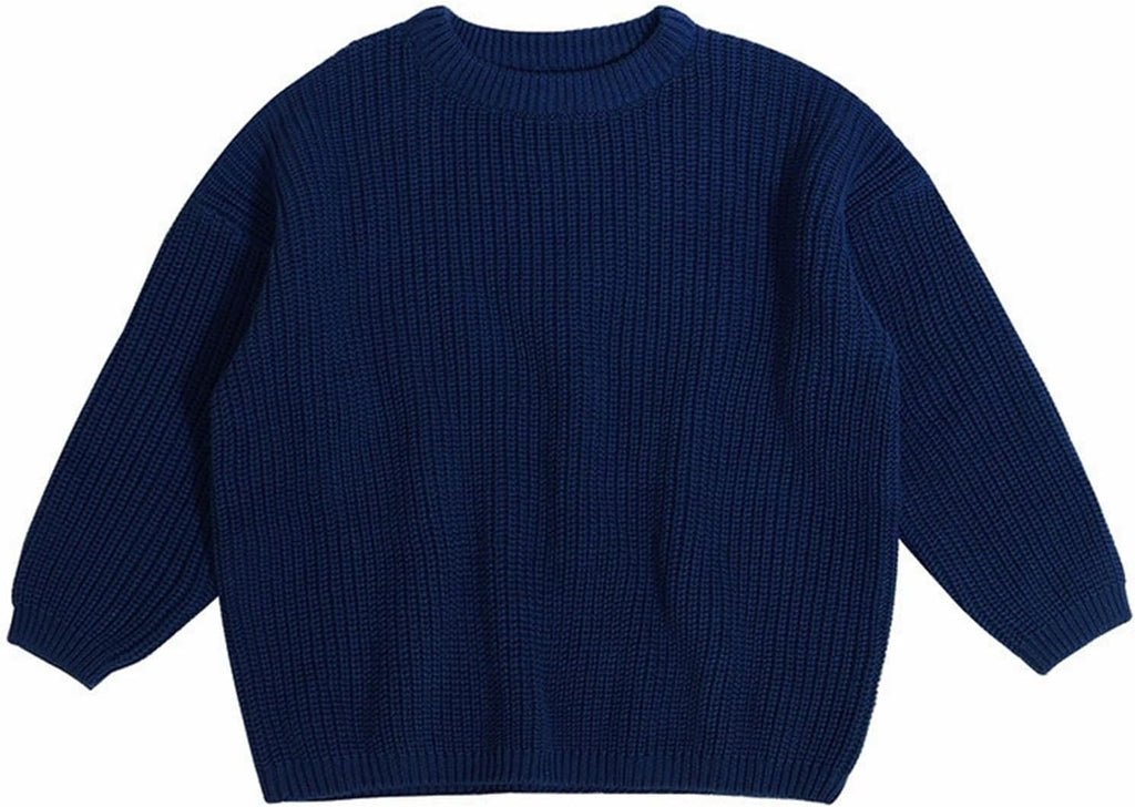 Toddler Girls Chunky Knit Sweater Crew Neck Long Sleeve Sweatshirts
