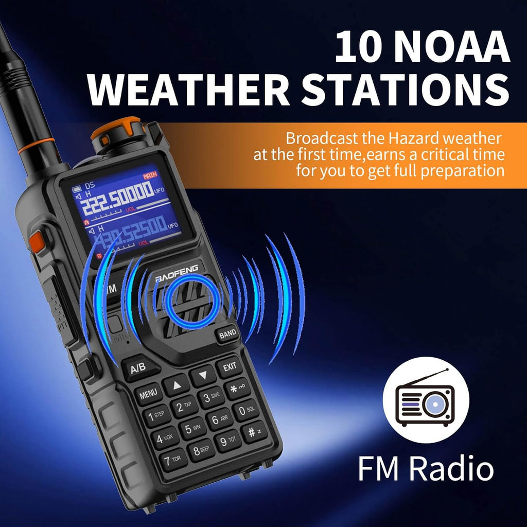 K5PLUS Tri-Band Ham Radio Long Range Walkie Talkies High Power Two-Way Radio with One Touch Frequency Finder Button