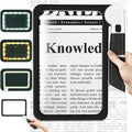 5X Handheld Magnifier for Page Reading - Large Folding Lighted Magnifier with 48 LED Lights (3Modes), Rectangular