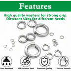 Aienxn 1000PCS Spring Lock Washers Assortment, 304 SS 9 SAE Sizes #4-1/2"