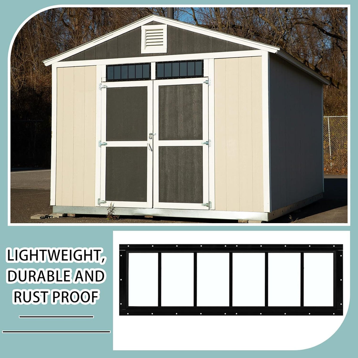 2 Pack 10" x 35" Shed Window, Transom Windows with Tempered Glass, Basement Garage Door Flush Mount Shed Window with