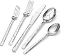 60 Piece Hammered Silverware Set, 18/10 Stainless Steel Flatware Set for 12