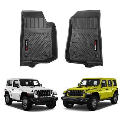 Custom for 2018-2025 2026 Jeep Wrangler JL 4 Door 2 Door 4XE/Jeep Gladiator Floor Mats 2 Pcs All Weather TPE Rubber