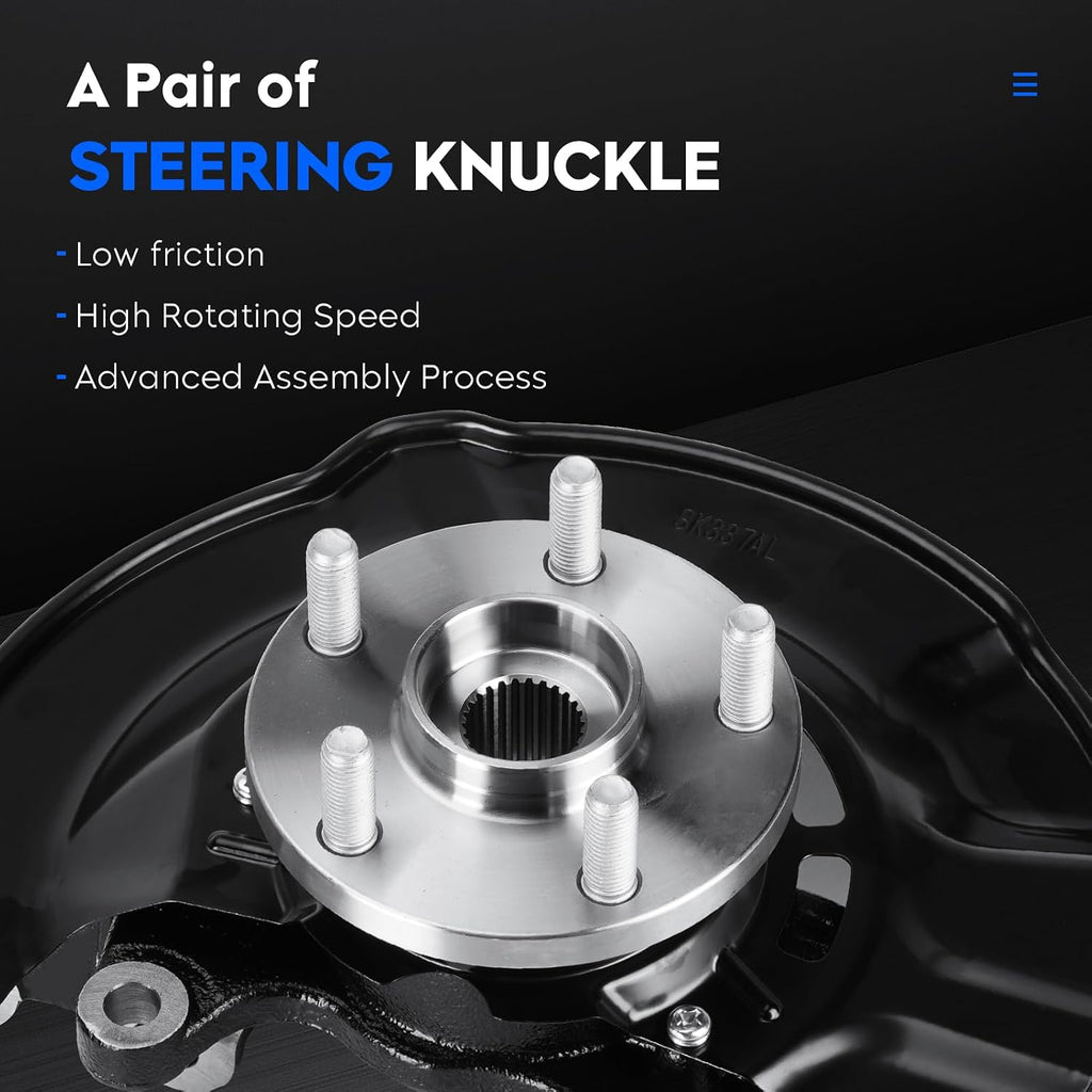 Pair of Front Steering Knuckle & Wheel Bearing Hub Assembly Compatible with Toyota Corolla 2009-2013 1.8L/2.4L(Built in USA), Matrix 2009-2013 1.8L, Replace for 698380 698381, Driver Side and Passenge