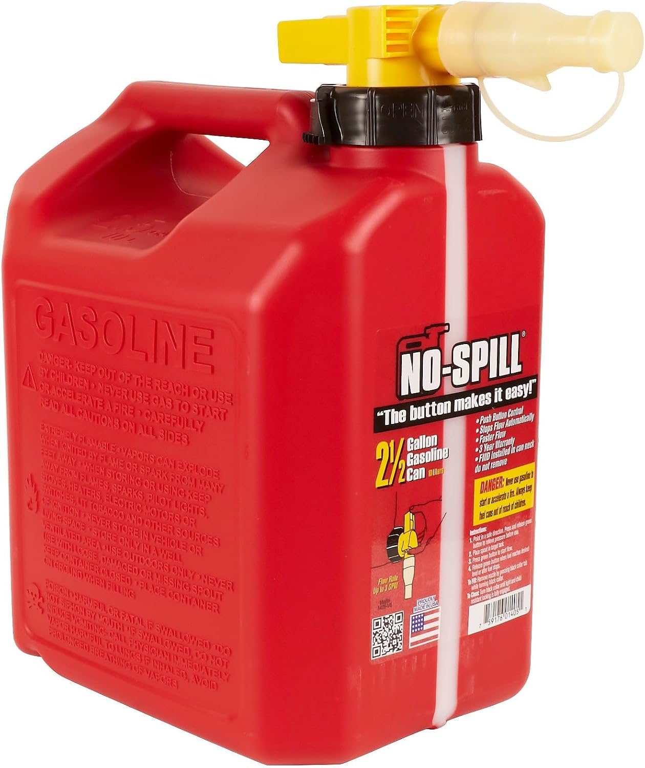 No Spill 1405 2.5 Gallon Gasoline Gas Can