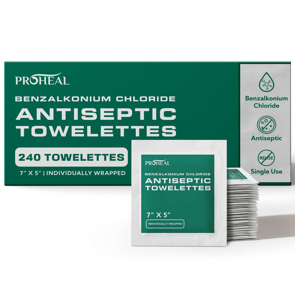 BZK Antiseptic Wipes, 240 Count - 7"x5" Individually Wrapped