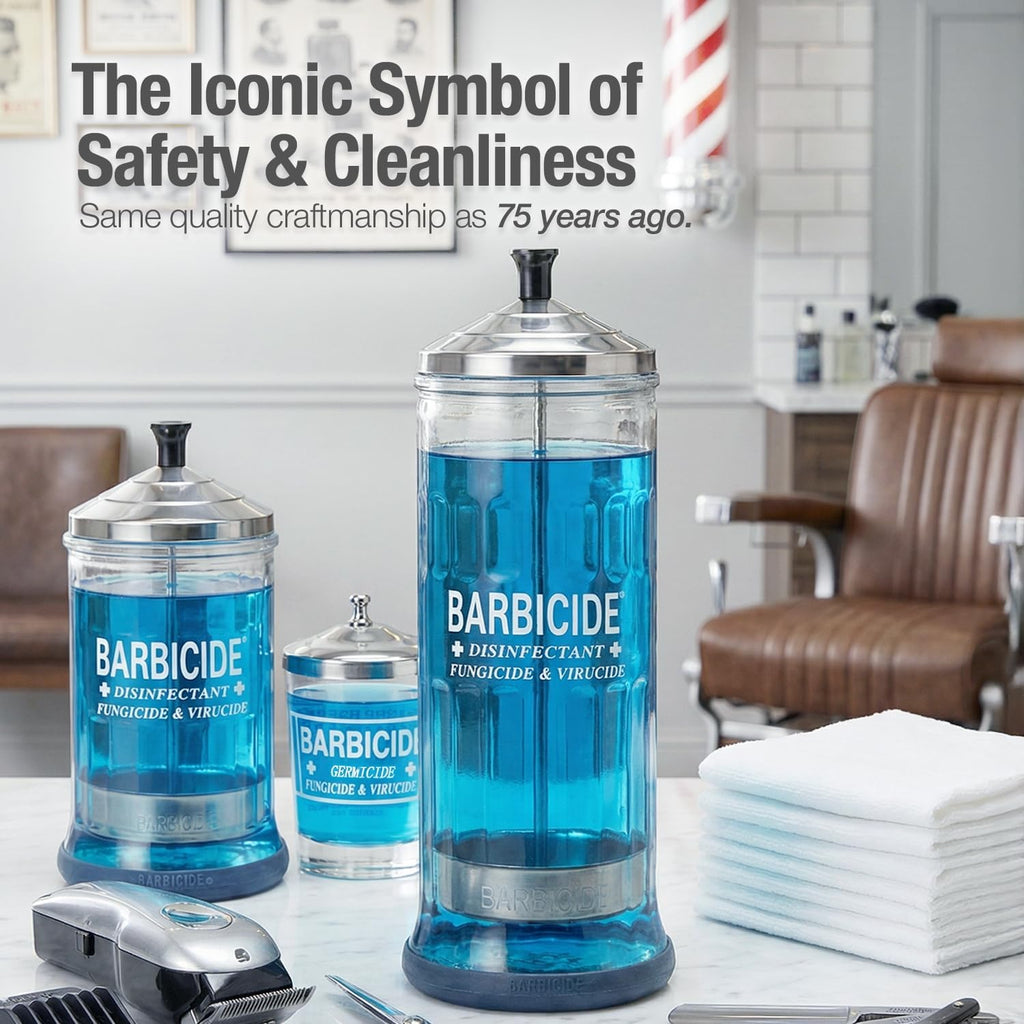Disinfectant Jar – Durable Glass Immersion Container with Stainless Steel Lid and Tray – Professional Tool Sanitizer