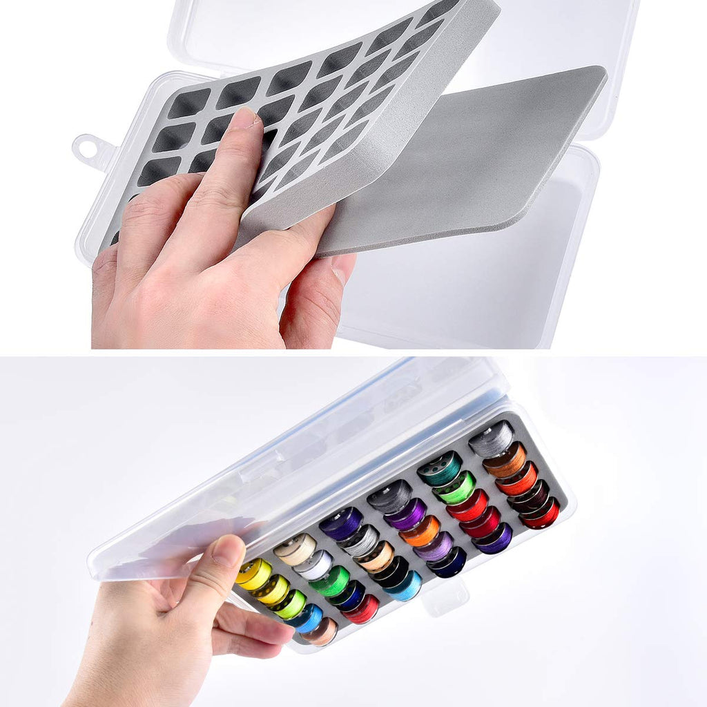 Bobbin Holder and Bobbin Case, 2-Pack Clear Storage, Holds 60