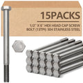 15 Pack 1/2-13 x 6'' Hex Head Cap Screw Bolt 304 Stainless Steel