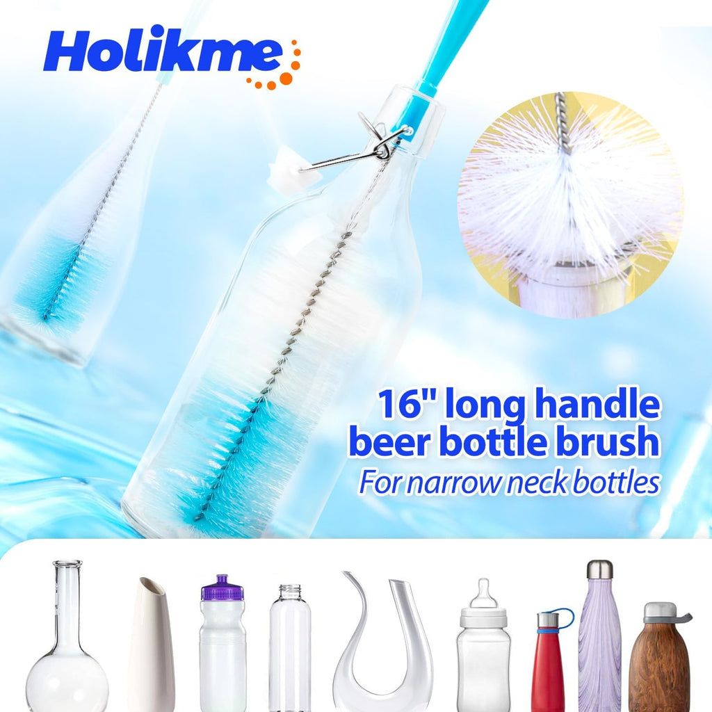 Bottle Brush Tube Cleaning Lab Set with Long Handle, Cup Cleaner for Washing Narrow Neck Beer Wine Decanter Pipes