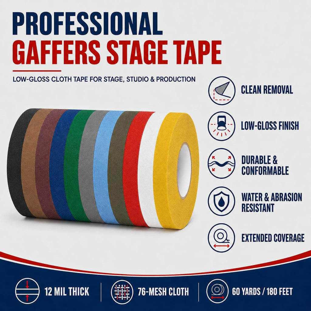 CGT-80 Gaffers Stage Tape, Black, 1/2 in x 60 yd, 1-Pack