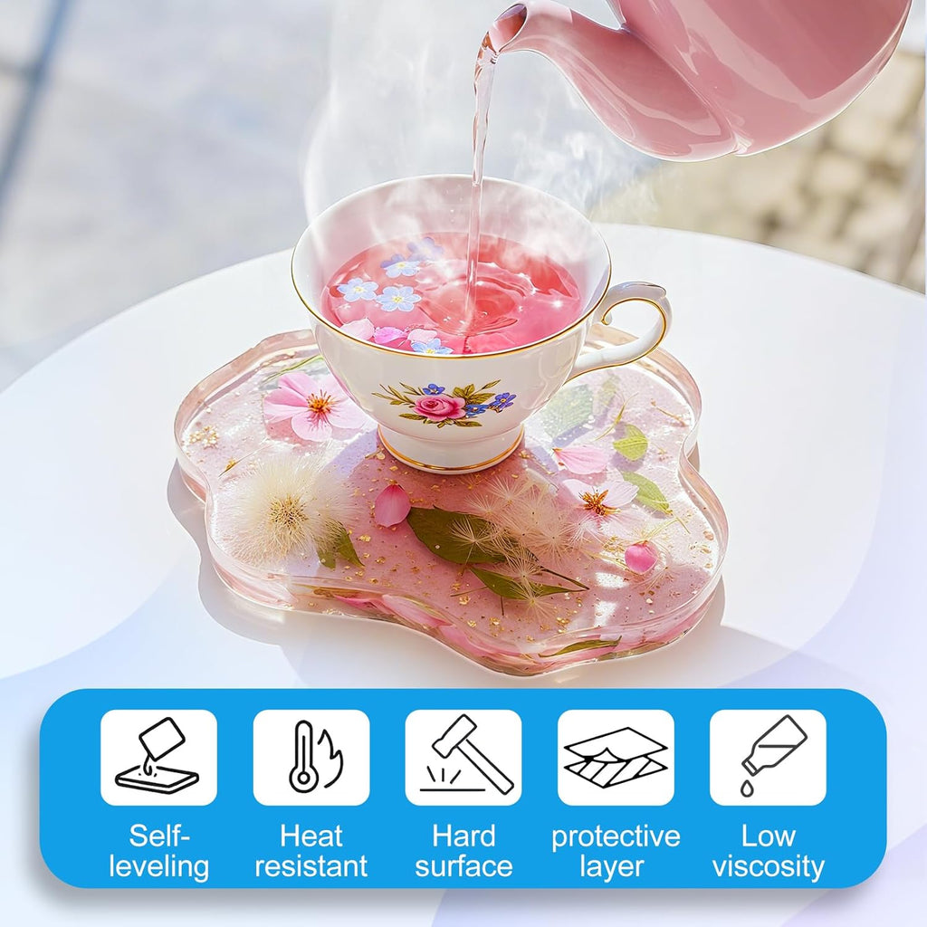 Crystal Clear Epoxy Resin Kit: 1 Gallon & Bubbles-Free | Auto-Defoaming Formula Self-leveling high-gloss with pumps;