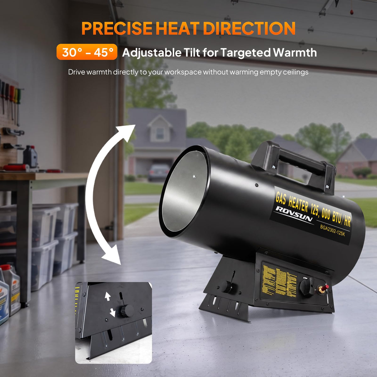 120,000BTU Forced Air Propane Heater, Portable LP Space Heater Black