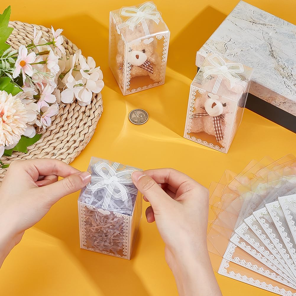 60Pcs 2.3x2.3x4 Inch Transparent PVC Favor Boxes