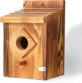 Waterproof Wooden Blue Bird House, Weather-Treated Bird Box for Outdoors