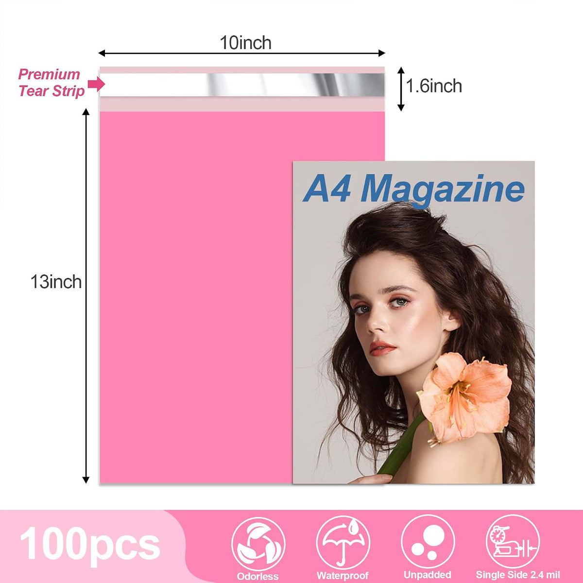 Thank You Poly Mailers 10x13 Inch, 100 PCS, Pink
