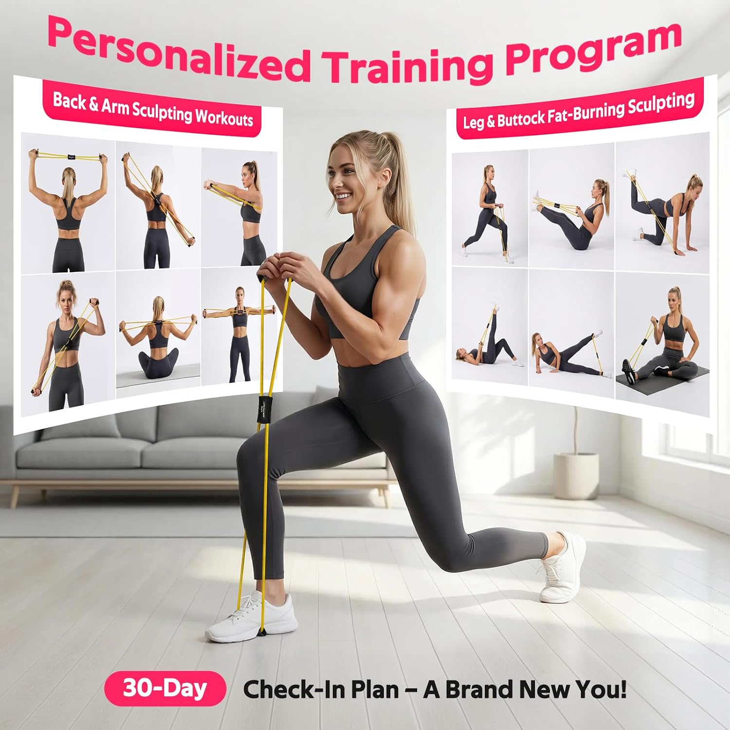 Figure 8 Fitness Resistance Bands with Handles - Exercise Tube Band Set of 3 for Arm and Shoulder Stretch, Rope 8