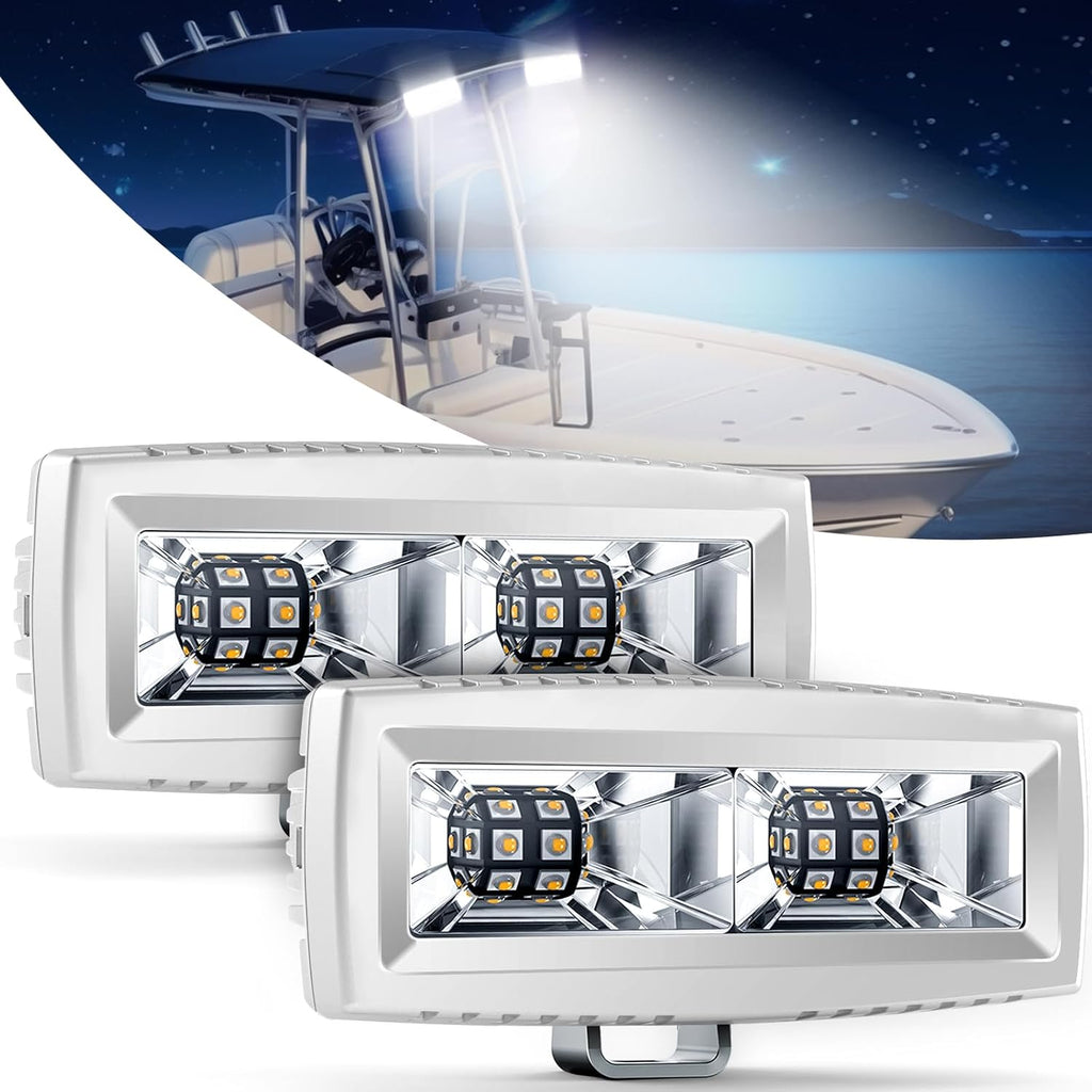 Marine Lights Bar 5 Inch Flood Beams LED for Boat Truck 2 Pack