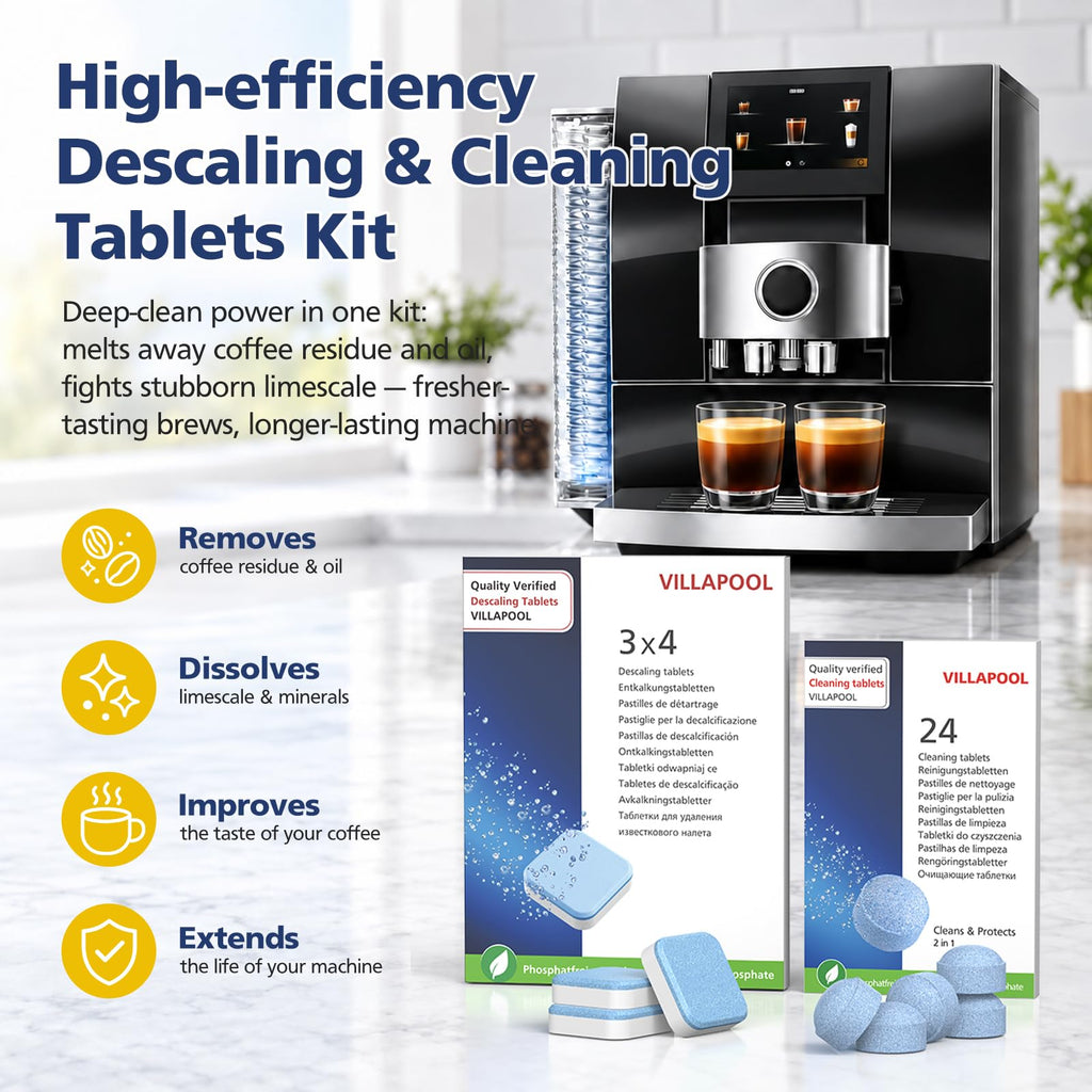 Coffee Machine Descaling Tablets & Cleaning Tablets Kit for Jura,Combo Pack