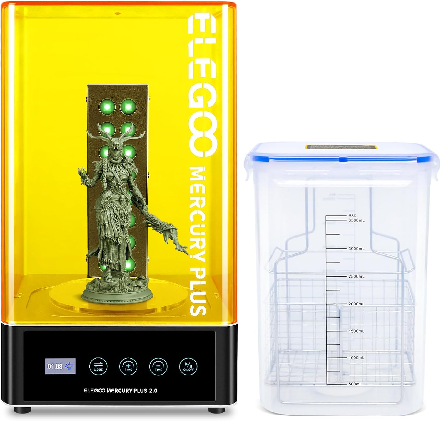 Mercury Plus 2.0 Wash and Cure Station | Upgraded 2 in 1 Design Washing UV Resin Curing Box with Washing Bucket
