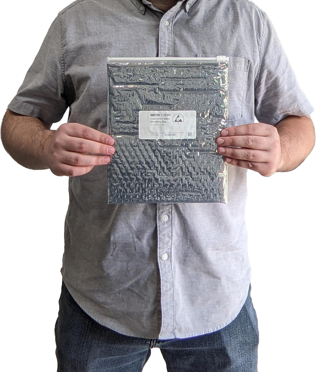 10 Pack 8" x 10" Cushioned Static Shielding Bags - Resealable Lightweight ESD Protective Anti-Static Packaging, Made