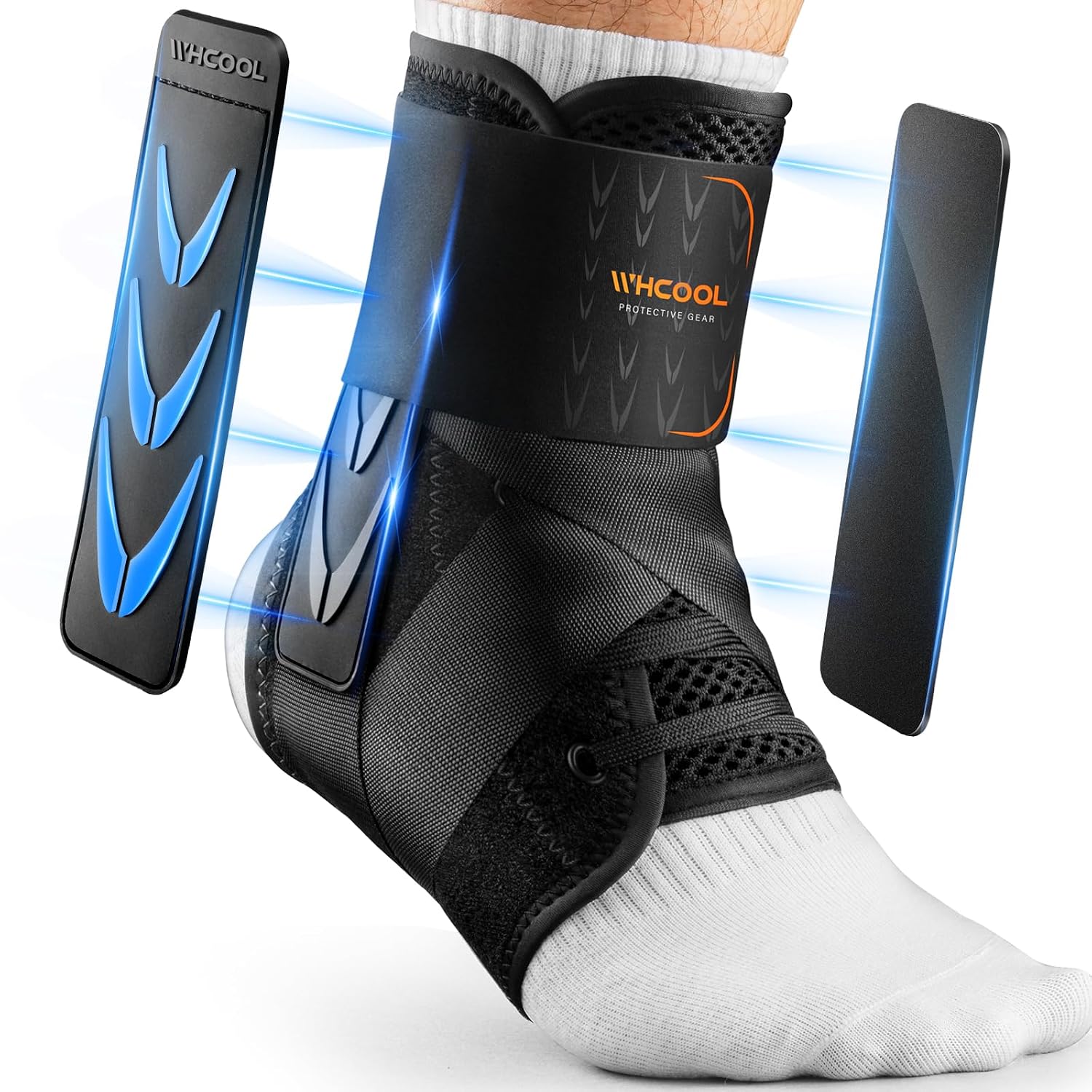 Slim-Fit Ankle Brace for Sprained Ankle, Quick Lace Up Ankle Support for Women Men With 2 Auto-Shaped Pads, Air