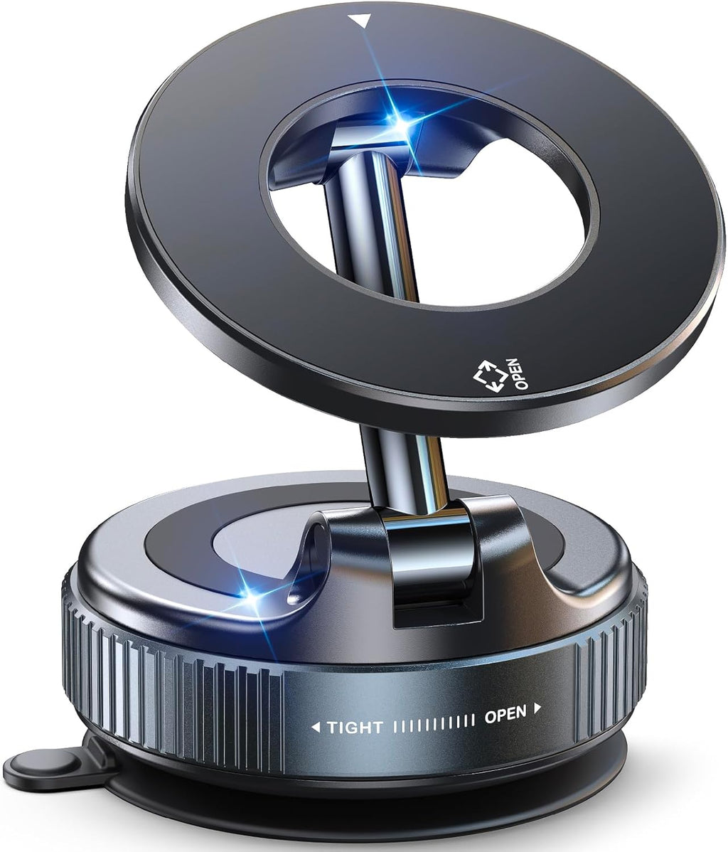 Magnetic Suction Cup Phone Mount for Magsafe, 360° Adjustable Magnetic Car Phone Holder, Pocket Size Foldable Car