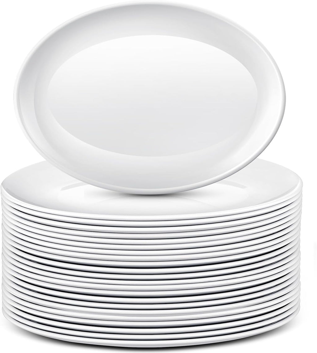 36 Pcs Large Serving Platters Oval Trays White Plates Serving Dish for Wedding Party Restaurant Home Steak, Taco