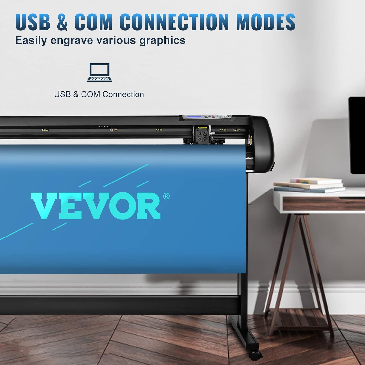 Vinyl Cutter, 53inch Vinyl Cutter Plotter with Stand, Adjustable Speed Force for Sign Making Vinyl Plotter