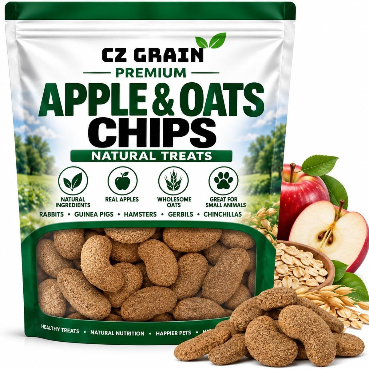 Apple and Oats Delight Chips - Animals Go Wild for These Tasty Treats - Goat, Horses, Cattles, Pigs, Alpaca Treats