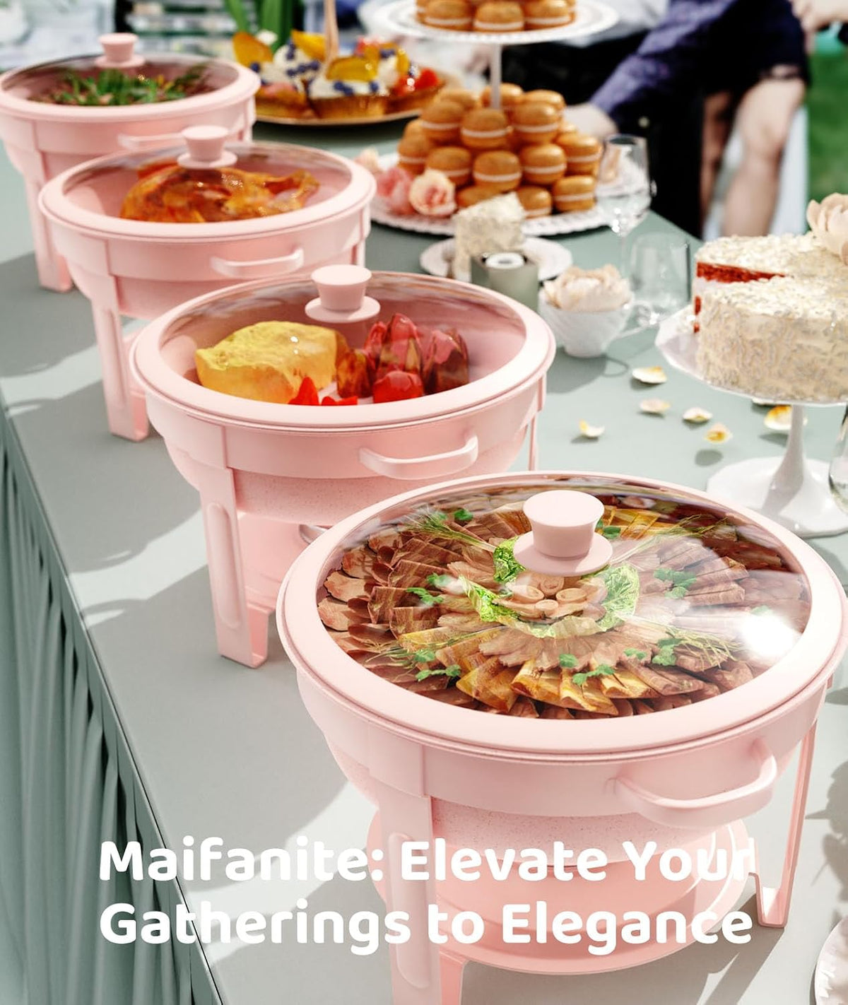 Chafing dishes for buffet 4PACK, [Game Changer Maifanite-Coated] Chafing Dish Buffet Set Offer the Elegance of