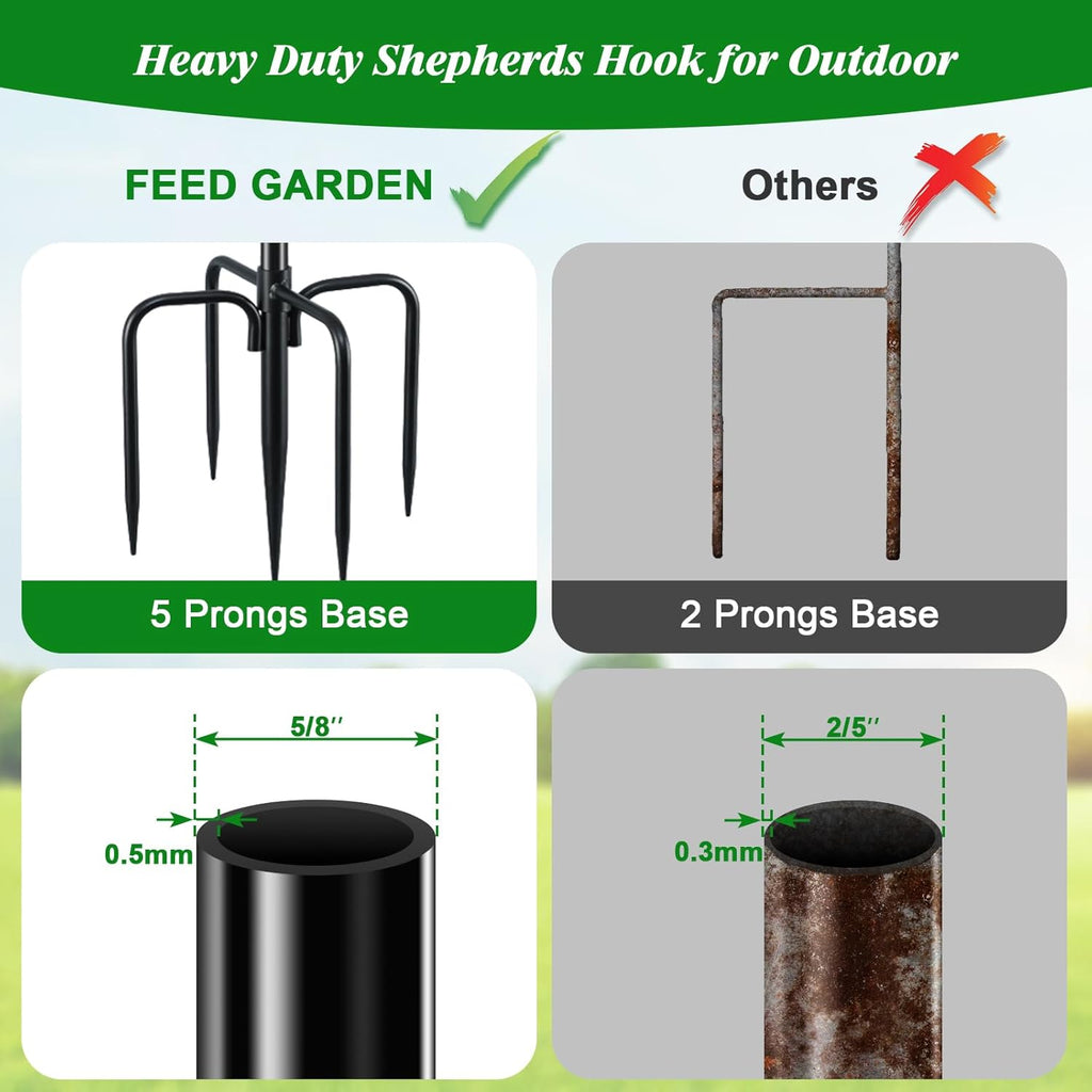 63'' Bird Feeder Pole, 5-Prong Base Shepherds Hook for Outdoor