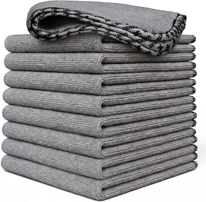 AllSwipe Multi-Use Microfiber Towels, Gray, 14 x 12, 9 Pack | Versatile microfiber towels for washing, drying, glass